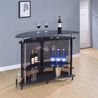 Amarillo 2-Tier Bar Unit Black And Chrome - MartincFurniture