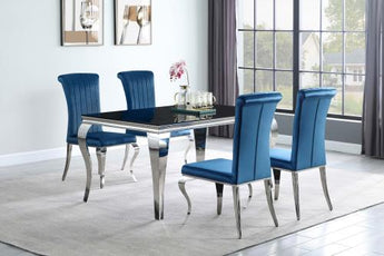 Betty Upholstered Side Chairs Teal And Chrome - MartincFurniture