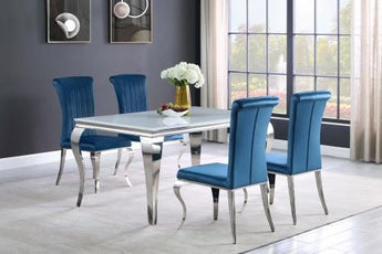 Betty Upholstered Side Chairs Teal And Chrome - MartincFurniture