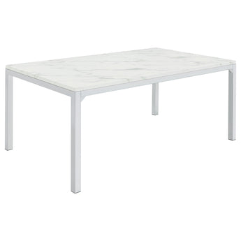 Athena Rectangle Dining Table With Marble Top Chrome - MartincFurniture