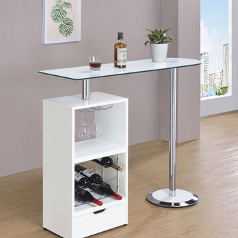 Koufax 1-Drawer Bar Table Glossy White - MartincFurniture