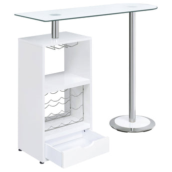Koufax 1-Drawer Bar Table Glossy White - MartincFurniture