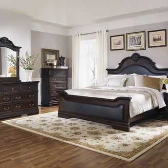 Cambridge King Panel Bed Cappuccino And Brown - MartincFurniture