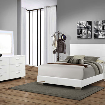 Felicity Eastern King Panel Bed Glossy White - MartincFurniture