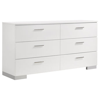 Felicity 6-Drawer Dresser Glossy White - MartincFurniture