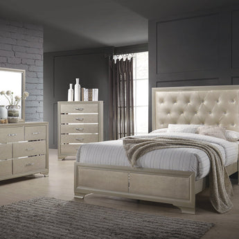 Beaumont Upholstered Queen Bed Champagne - MartincFurniture