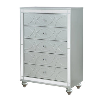 Gunnison 5-Drawer Chest Silver Metallic - MartincFurniture