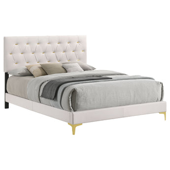 Kendall Tufted Upholstered Panel Queen Bed White - MartincFurniture