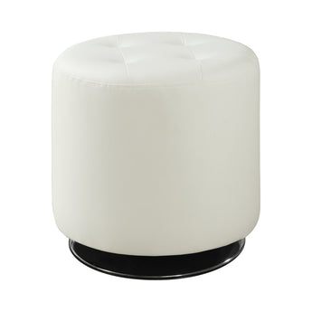 Bowman Round Upholstered Ottoman White - MartincFurniture