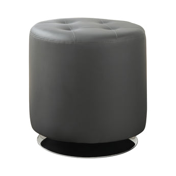 Bowman Round Upholstered Ottoman Grey - MartincFurniture