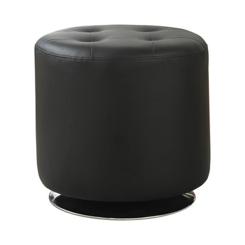 Bowman Round Upholstered Ottoman Black - MartincFurniture