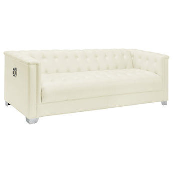 Chaviano Tufted Upholstered Sofa Pearl White - MartincFurniture