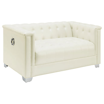 Chaviano Tufted Upholstered Loveseat Pearl White - MartincFurniture