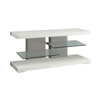 Cogswell 2-Shelf TV Console Glossy White - MartincFurniture