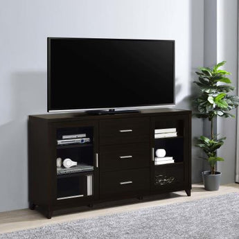 Lewes 2-Door TV Stand With Adjustable Shelves Cappuccino - MartincFurniture