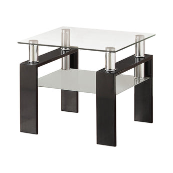 Dyer Tempered Glass End Table With Shelf Black - MartincFurniture