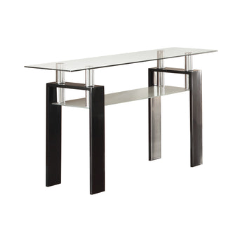 Dyer Tempered Glass Sofa Table With Shelf Black - MartincFurniture
