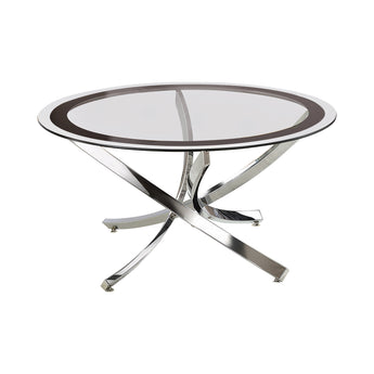 Brooke Glass Top Coffee Table Chrome And Black - MartincFurniture