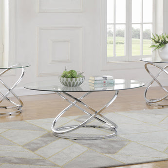 Warren Coffee Table Occasional Chrome And Clear - MartincFurniture