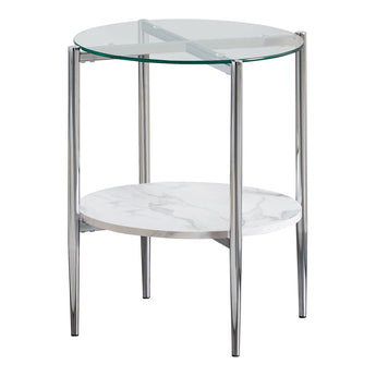Cadee Round Glass Top End Table Clear And Chrome - MartincFurniture
