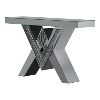 Taffeta V-Shaped Sofa Table With Glass Top Silver - MartincFurniture