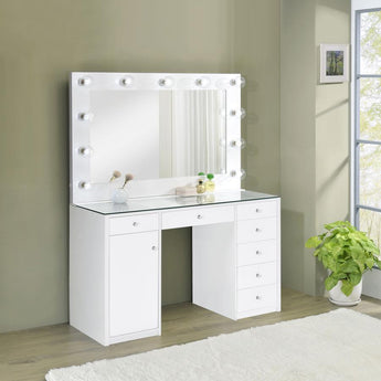 Acena 7-drawer Vanity Set with Lighting Grey High Gloss