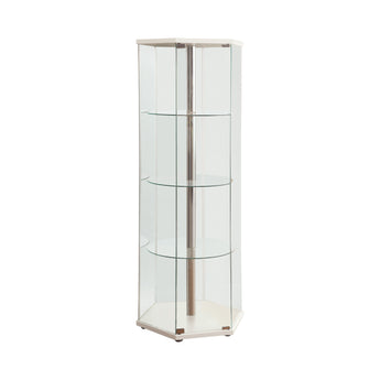 Zahavah 4-Shelf Hexagon Shaped Curio Cabinet White And Clear - MartincFurniture