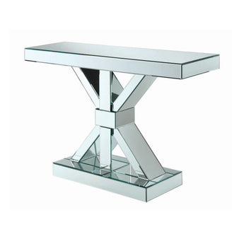 Lurlynn X-Shaped Base Console Table Clear Mirror - MartincFurniture