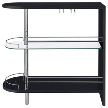 Adolfo 3-Tier Bar Table Glossy Black And Clear - MartincFurniture