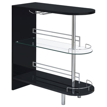 Adolfo 3-Tier Bar Table Glossy Black And Clear - MartincFurniture