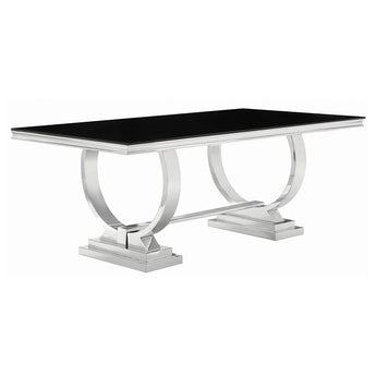 Antoine Rectangular Dining Table Chrome And Black - MartincFurniture