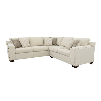 Aria L-Shaped Sectional With Nailhead Oatmeal - MartincFurniture