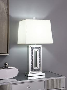 Ayelet Table Lamp With Square Shade White And Mirror - MartincFurniture