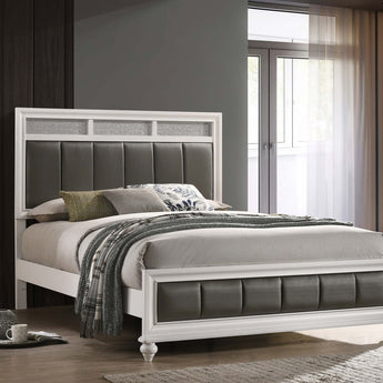 Barzini Queen Upholstered Panel Bed White - MartincFurniture