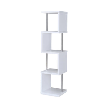 Baxter 4-Shelf Bookcase White And Chrome - MartincFurniture