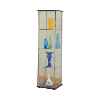 Bellatrix Rectangular 4-Shelf Curio Cabinet Cappuccino And Clear - MartincFurniture