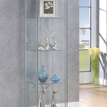 Bellatrix Rectangular 4-Shelf Curio Cabinet Cappuccino And Clear - MartincFurniture