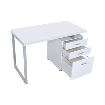Brennan 3-Drawer Office Desk White - MartincFurniture