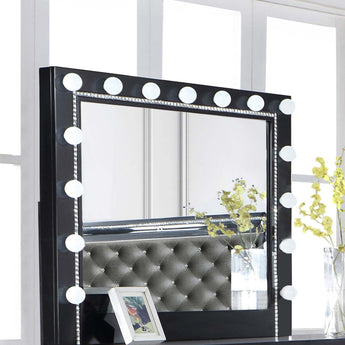 Cappola Black Rectangular Dresser Mirror With Light - MartincFurniture