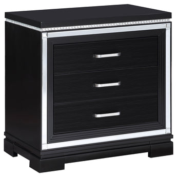 Cappola Rectangular 2-Drawer Nightstand Silver And Black - MartincFurniture