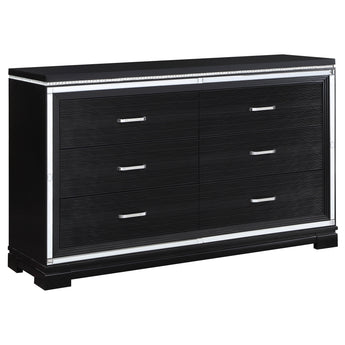 Cappola Rectangular 6-Drawer Dresser Silver And Black - MartincFurniture