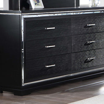 Cappola Rectangular 6-Drawer Dresser Silver And Black - MartincFurniture