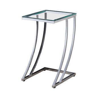 Cayden Rectangular Top Accent Table Chrome And Clear - MartincFurniture