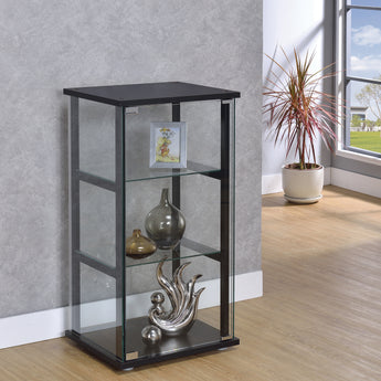Cyclamen 3-Shelf Glass Curio Cabinet Black And Clear - MartincFurniture