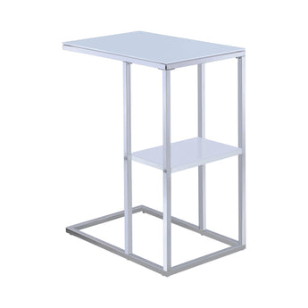 Daisy 1-Shelf Accent Table Chrome And White - MartincFurniture