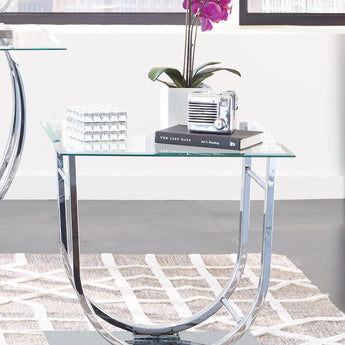 Danville U-Shaped End Table Chrome - MartincFurniture