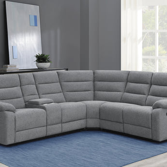 David 3-Piece Upholstered Motion Sectional With Pillow Arms Smoke - MartincFurniture