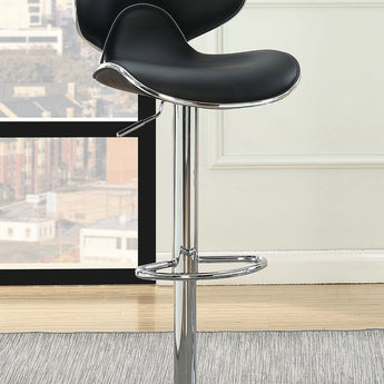 Edenton Upholstered Adjustable Height Bar Stools Black And Chrome - MartincFurniture