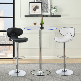 Edenton Upholstered Adjustable Height Bar Stools White And Chrome - MartincFurniture