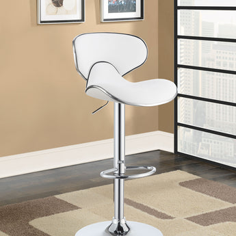 Edenton Upholstered Adjustable Height Bar Stools White And Chrome - MartincFurniture